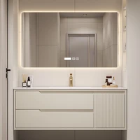 Basin With Wooden Cabine Bathroom Cabinet Vanity With Sink Furniture Combination Oak Smart Mirror Lacquered Seamless Integrated 3