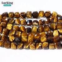 A+ Natural Yellow Tiger Eye Square Faceted 6.5-7mm Gemstone Beads for Jewelry Making, Healing Stone, Fashion Accessories 1