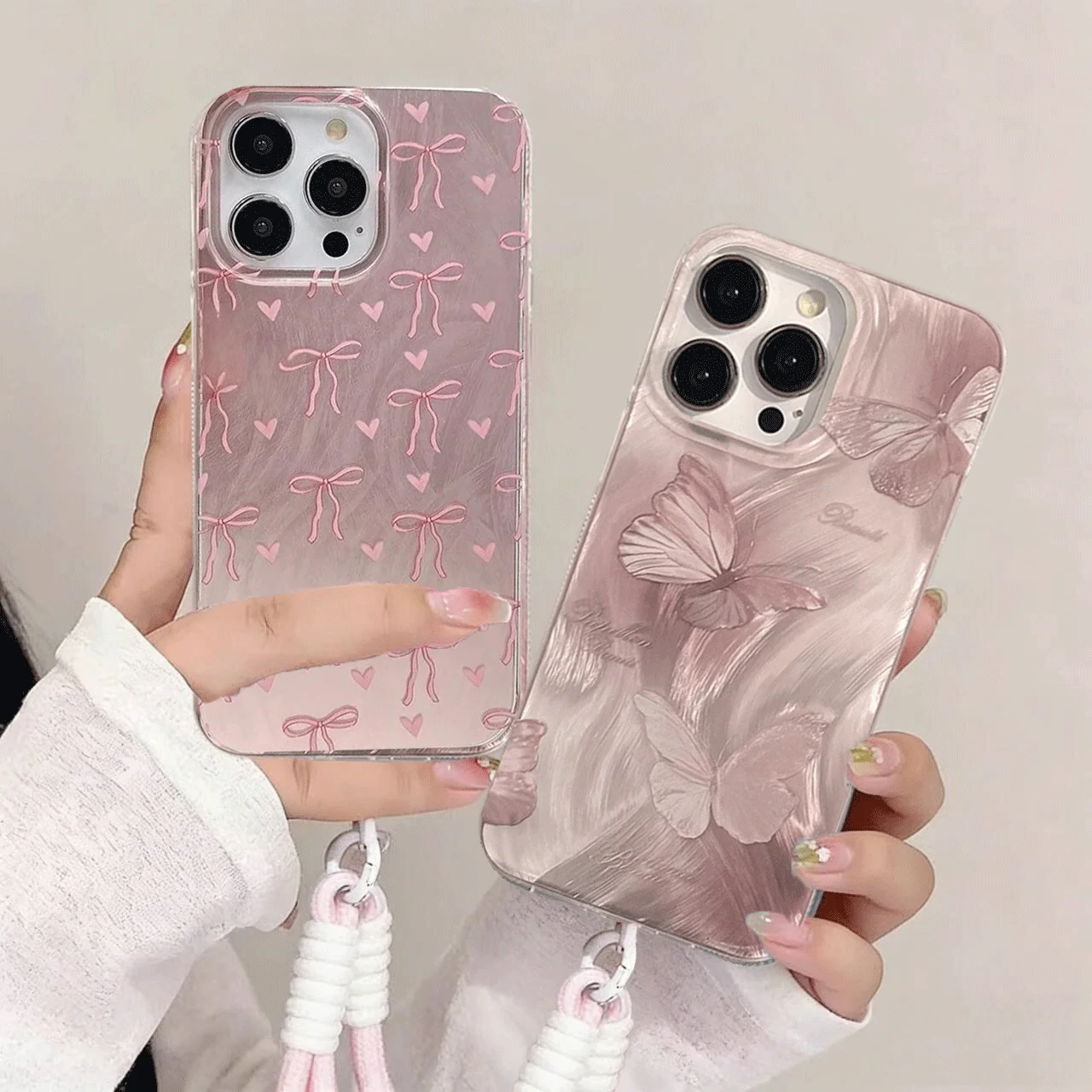Charming Pink Heart Bow Phone Case - Lovely Cute Design