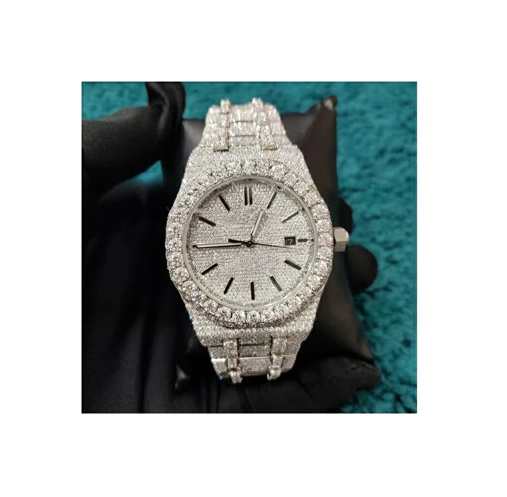 힙합 보석 Moissanite vvs 투명 다이아몬드 시계 도매 새로운 시리즈 아이스 쥬얼리 맞춤 패션 커플 쥬얼리