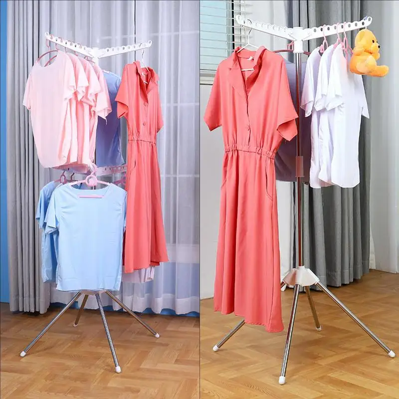 Collapsible Tripod Clothes Drying Rack Foldable Portable Space Saving Laundry Drying Racks Clothes Hanging Rack Stand