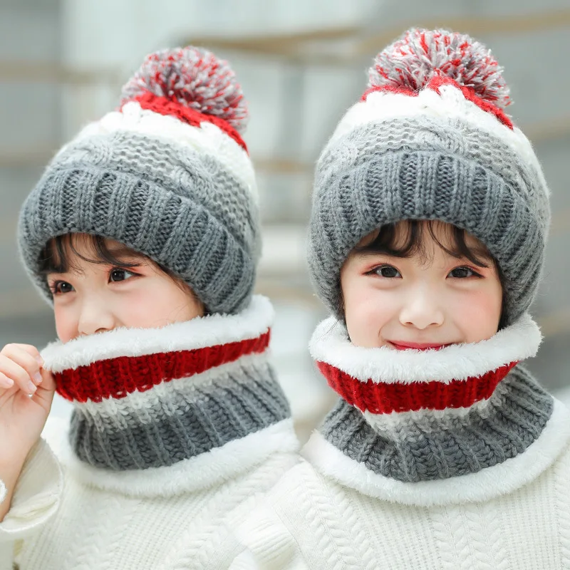 YOYOCORN-Bonnets et écharpe en velours super chauds pour parent et