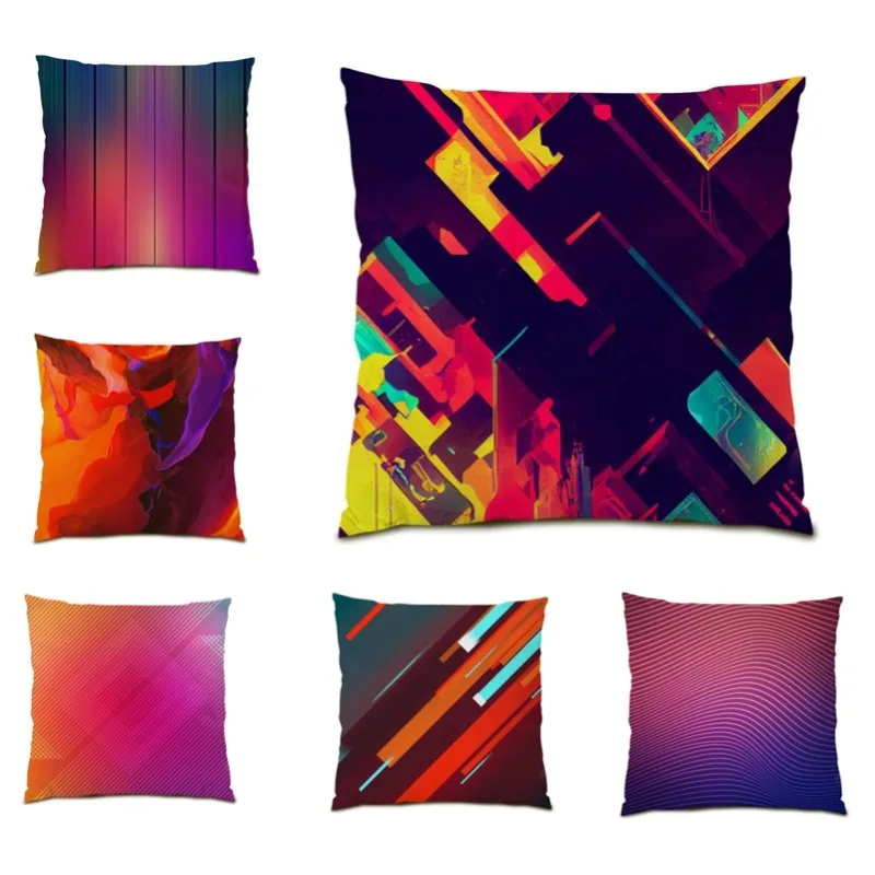 

Color Geometric Street Art Velvet Pillowcases Cojines 45x45 Cushion Cover Living Room Bed Home Party Decor Gift DF1522