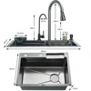 Waterfall Kitchen Sink 201 Stainless Steel Sink Large Single basin With Large Single Slot Sink Above Counter With Cup Disher 2