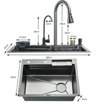 Waterfall Kitchen Sink 201 Stainless Steel Sink Large Single basin With Large Single Slot Sink Above Counter With Cup Disher 2