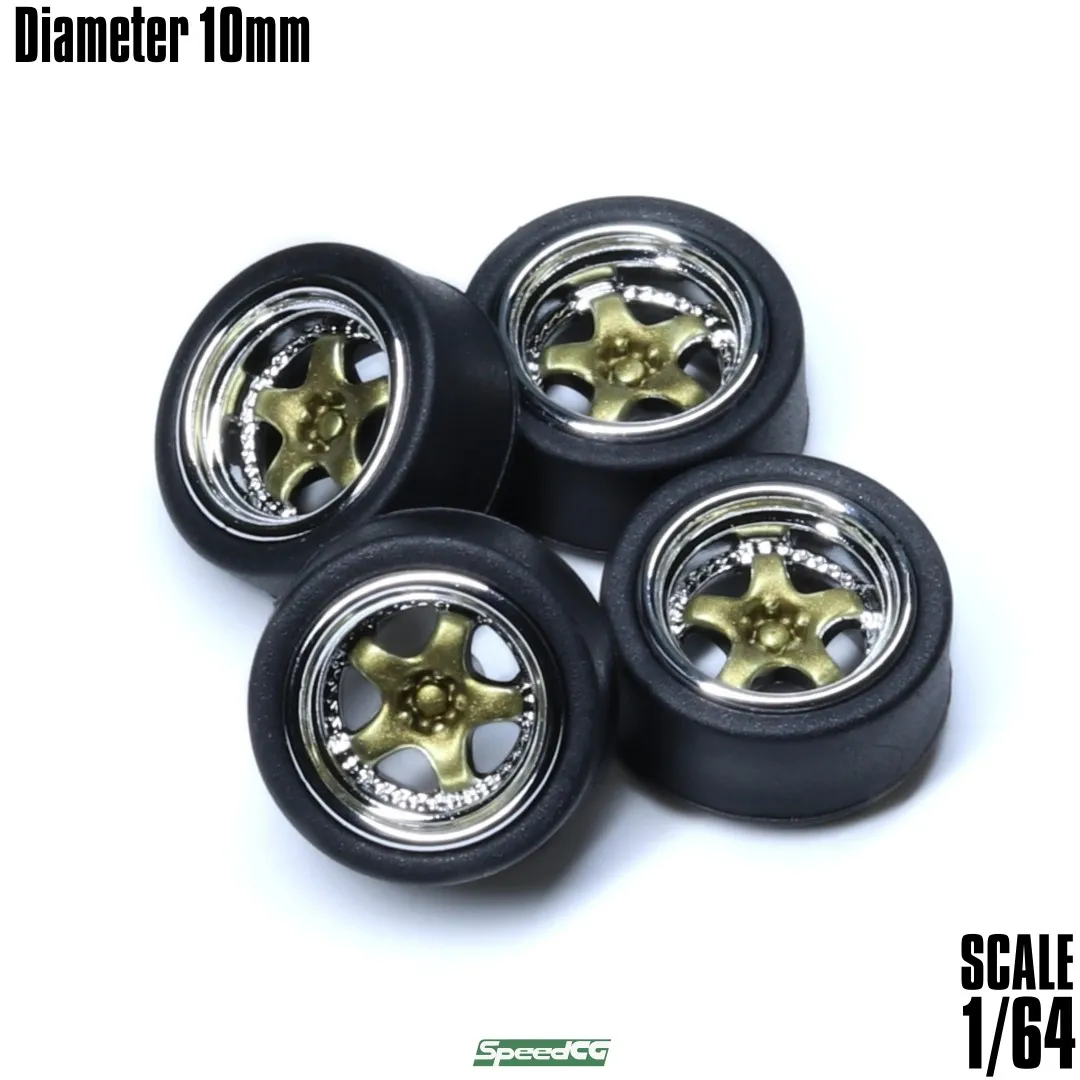SpeedCG 1/64 ABS Wheels with Rubber Tire Type J Modified Parts Diameter 10mm For Model Car Racing Vehicle Toy Hotwheels Tomica 4