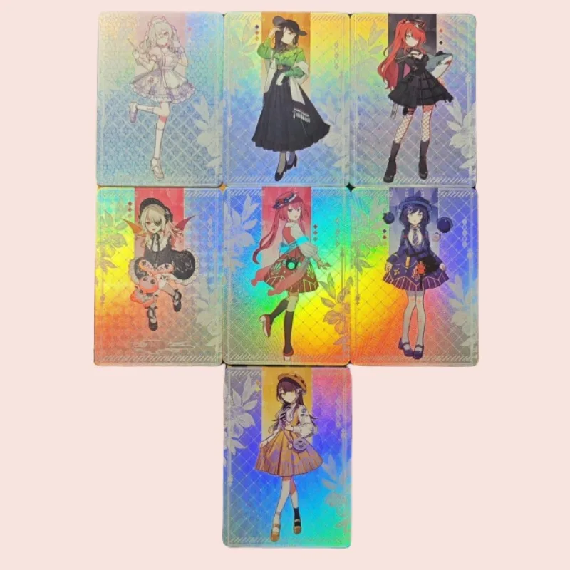 

Anime Girl DIY Kawaii Is Cute Fashion Girl OP02 Color Flash and Gauze Glitter Process A Set of 7 Sheets Game Collection Cards