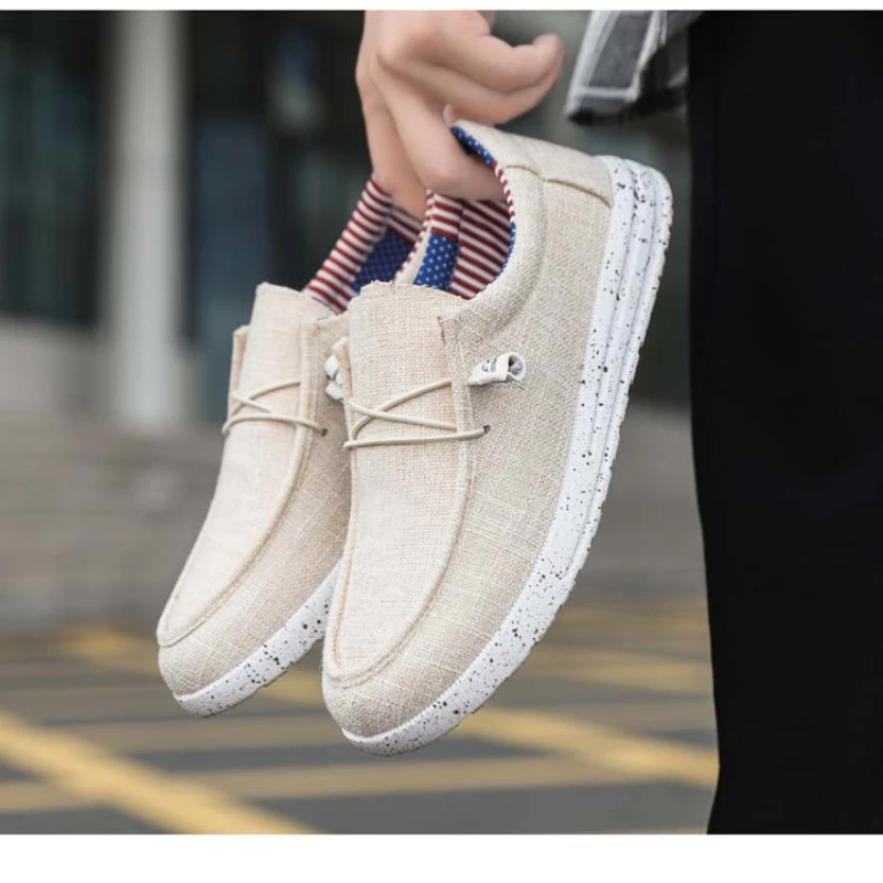Trend Men Canvas Shoes Fashion Linen Lightweight Men Shoes Business Loafer Outdoor Man Sneakers Flat Driving Shoes Work Footwear 5