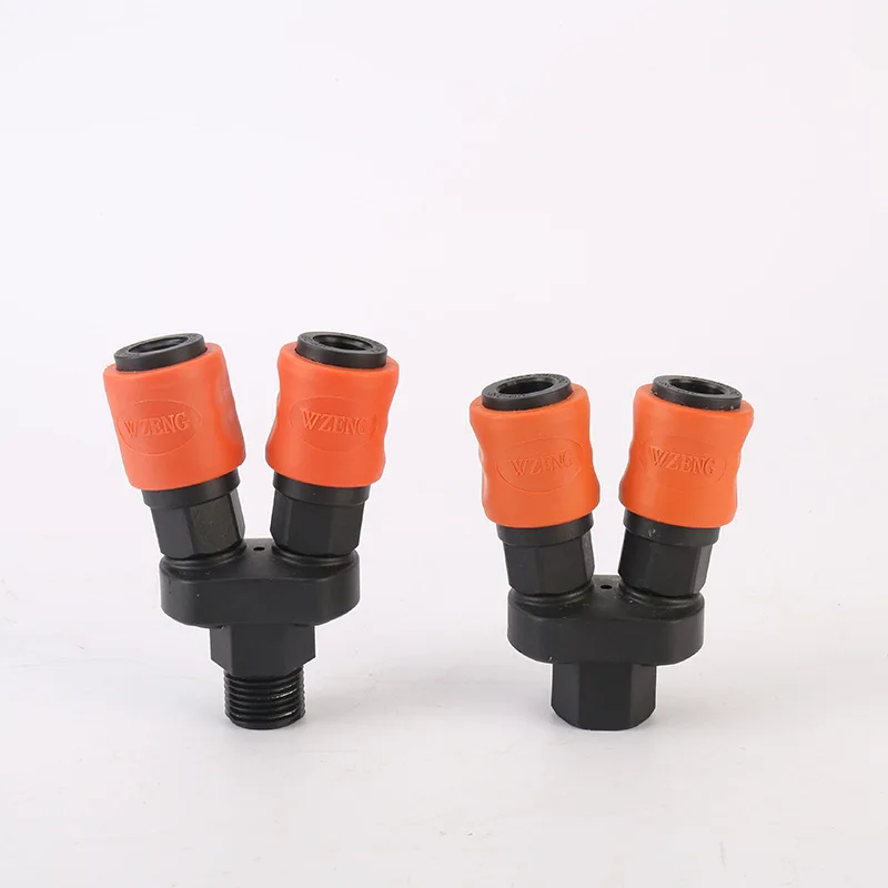 Japanese Quick Coupling Connector Plastic Two-way TEE Pneumatic Air Hose Fittings Male/Female Air Compressor Accessories Parts