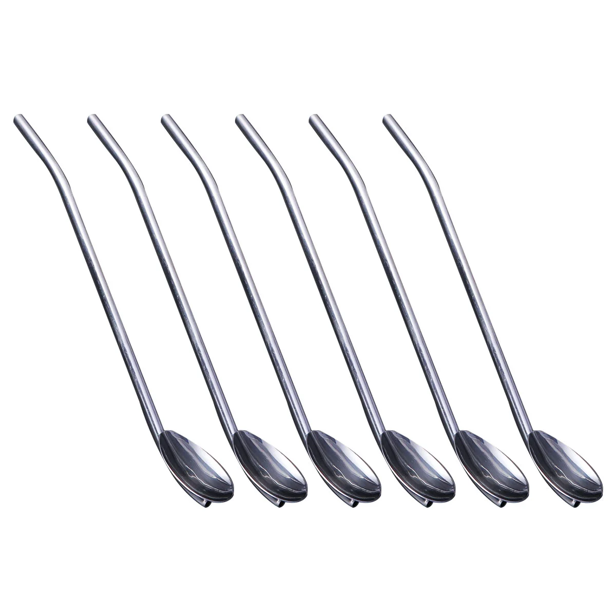 Reusable Stainless Steel Straw Spoon Metal Drinking Spoon Dessert Sugar Cocktail Bar Kitchen Dining Set