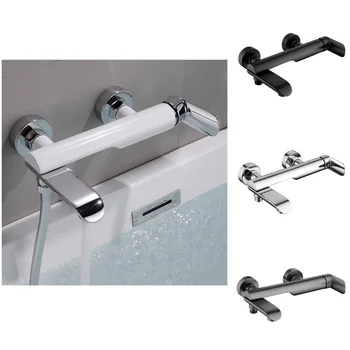 ทองเหลืองติดผนังก๊อกน้ําเดี่ยวTapสีขาวChromeห้องน้ําอ่างอาบน้ําวาล์วร้อนเย็นน้ําโมเดิร์นTap 1