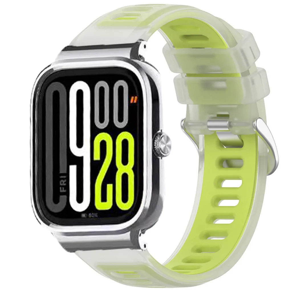 Silicone Band with Metal Frame Smart Watch Protector Case