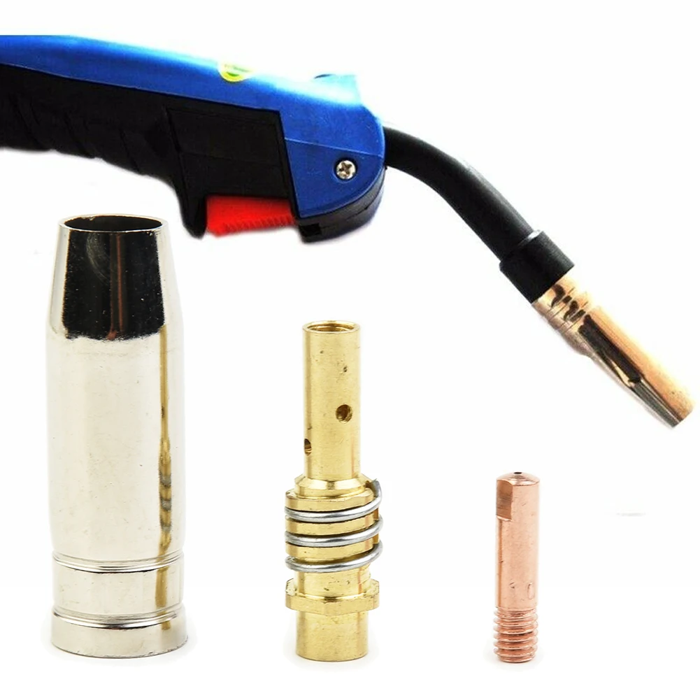 Welding Torch Air Cooled MB 15AK Contact Tip Holder Gas Nozzle Welding Metal Access Industrial Supplies 1 Set
