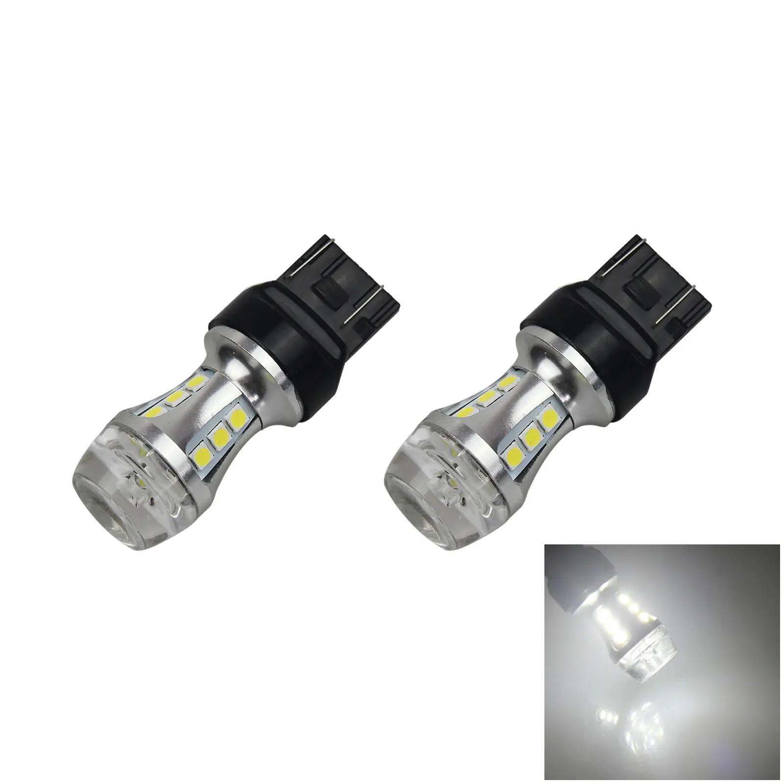 2x белая Тормозная лампа RV 7443, лампа для кемпера 12В-24В, без полярности, 18 дюймов, 3030 фонарей, 7440 дюйма, W3X16D, Z2726