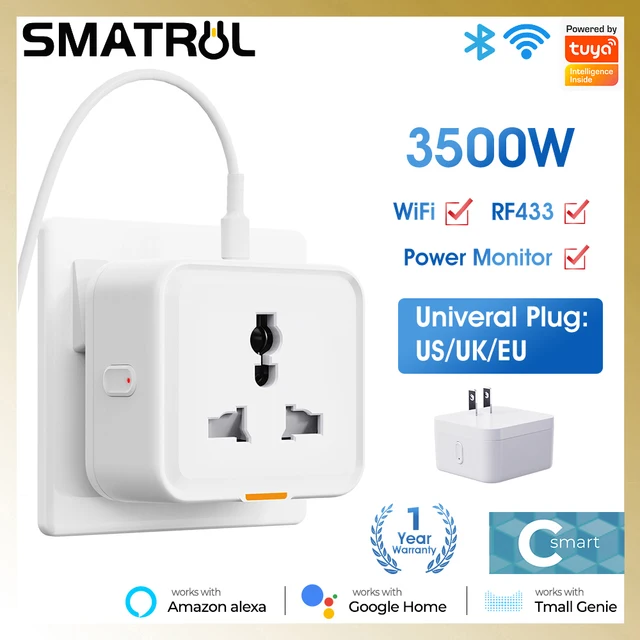 EU US UK Wifi Plug RF433 Universal Smart Electric Socket Travel Adapter Converter Power Monitor Overload Protect AC Outlet Tuya
