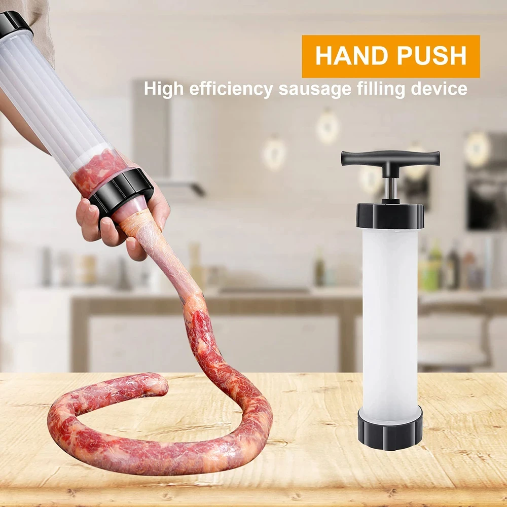 Manual Sausage Meat Fillers Machine Sausage Syringe Stuffer Meat Filling Gadgets Food Maker Funnel Nozzle Set Kitchen Tools