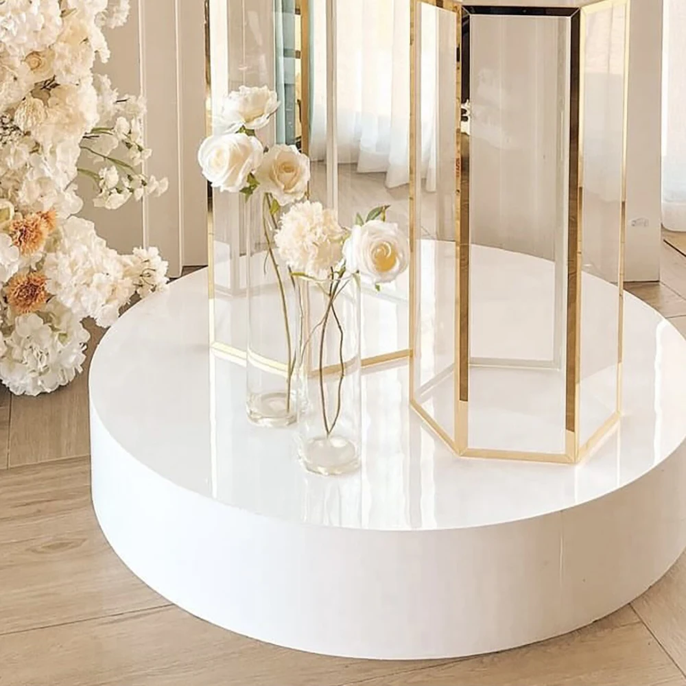 

Customized white wedding PVC round stage backdrop arch for party decoration