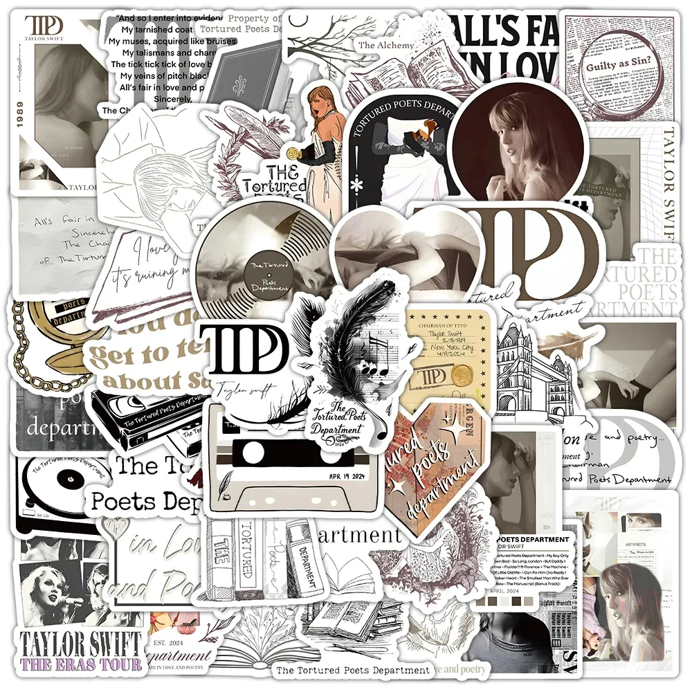

10/30/53pcs Hot Singer Album The Tortured Poets Depertment Stickers Aesthetic Decals DIY Laptop Guitar PVC TTPD Sticker Kids Toy