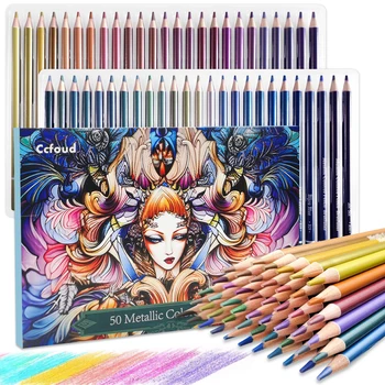 Matite colorate metallizzate da 12/24/50/72 pezzi, nucleo morbido con colori vivaci, ideali per disegnare, miscelare, schizzi, ombreggiature, colorare