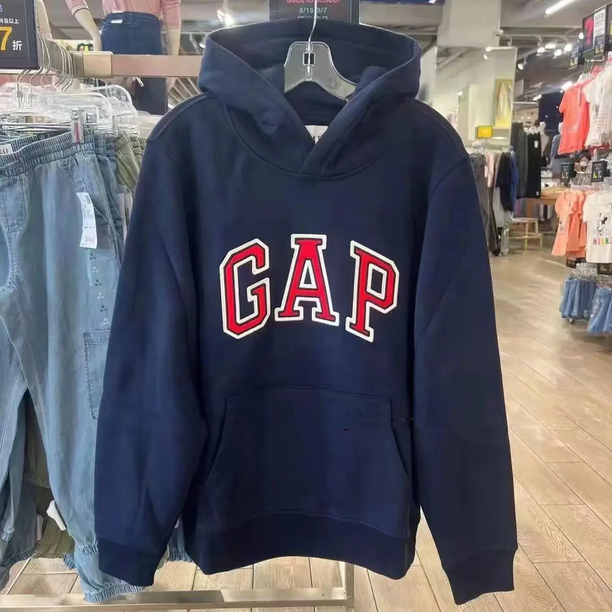 GA New Autumn and Winter Neutral Loose Print Hooded Sweatshirt Casual Pure Cotton