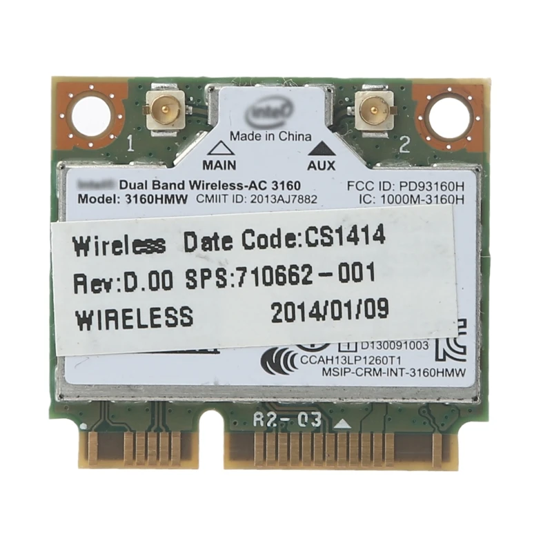 

For Intel Dual Band Wireless-AC 3160 3160HMW Half Mini PCI-E Wifi For Bluetooth Wlan Card For HP 784638-005