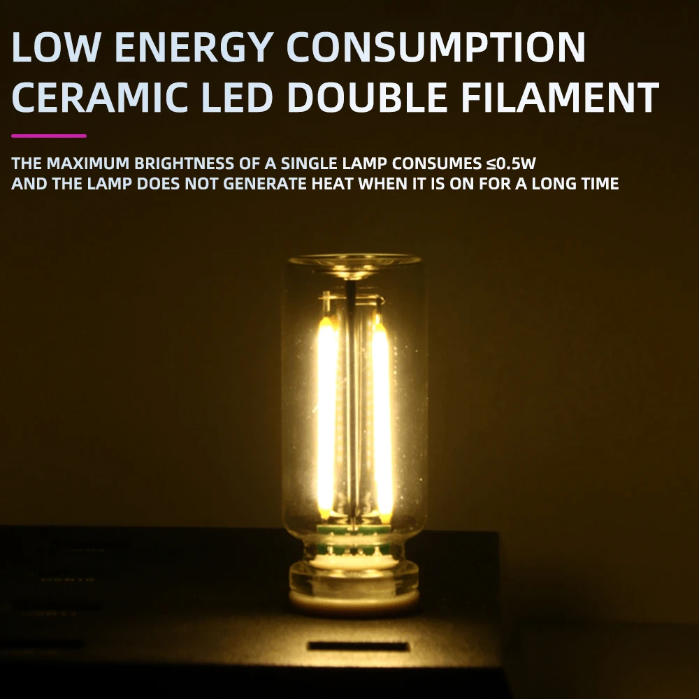 Vintage USB Touch Control Dimming Bulb Filament LED 5V Edison Bulb Mobile Power Light Night Light Bedside Computer