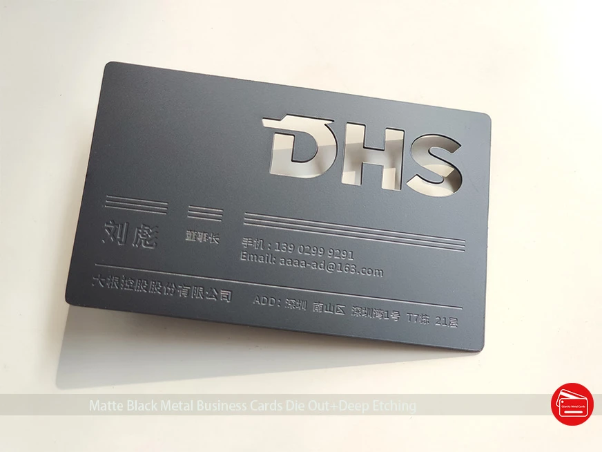 Black Metal Business Cards With Deep Etching Screen Printing Shiny
