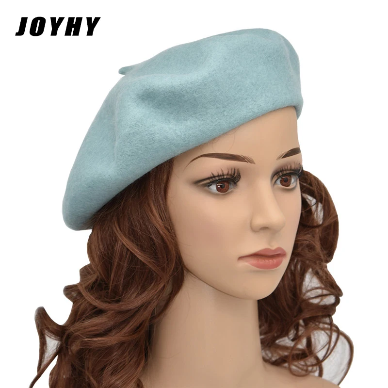 Joyhy Women'S Wool Artist Berretti Francesi Cappelli Autunno Inverno Maiden Tinta Unita Nero Rosso Nerastro Verde Baret Beanie Caps Cappello Piatto