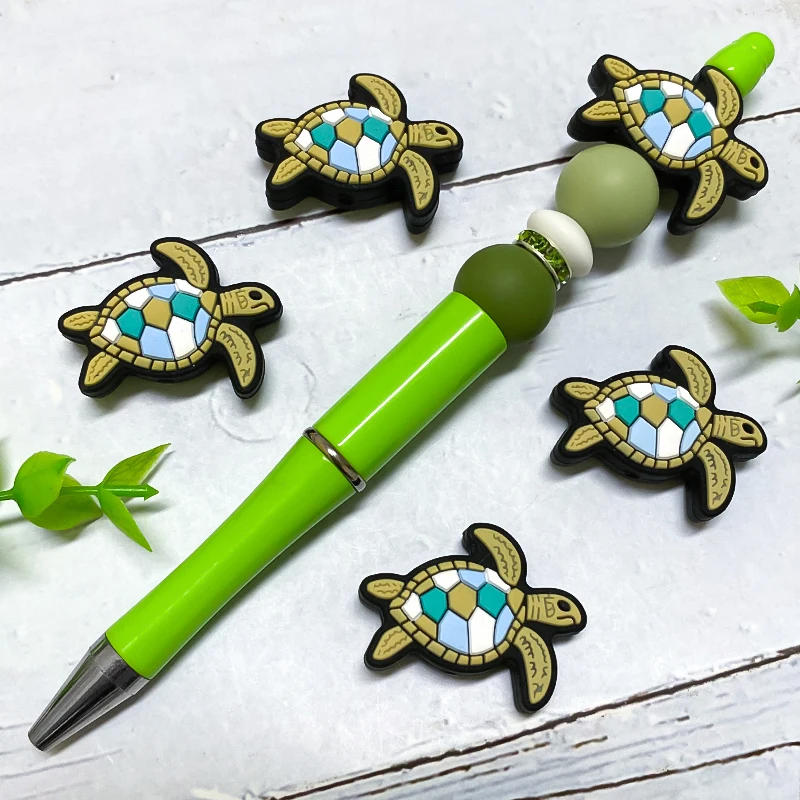 10pcs Lovable Tortoise Silicone Beads Silicone Cartoon Animal Food grade DIY Baby Pacifier Chain Accessories Baby Toys