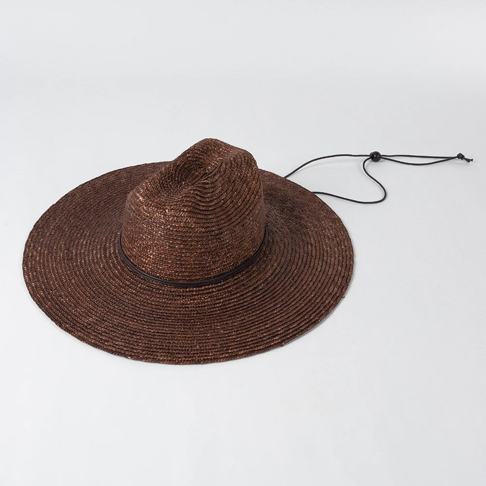 Cappello Di Paglia A Tesa Larga Donna – UPF 50+ – Pieghevole Con Sottogola – Cachi
