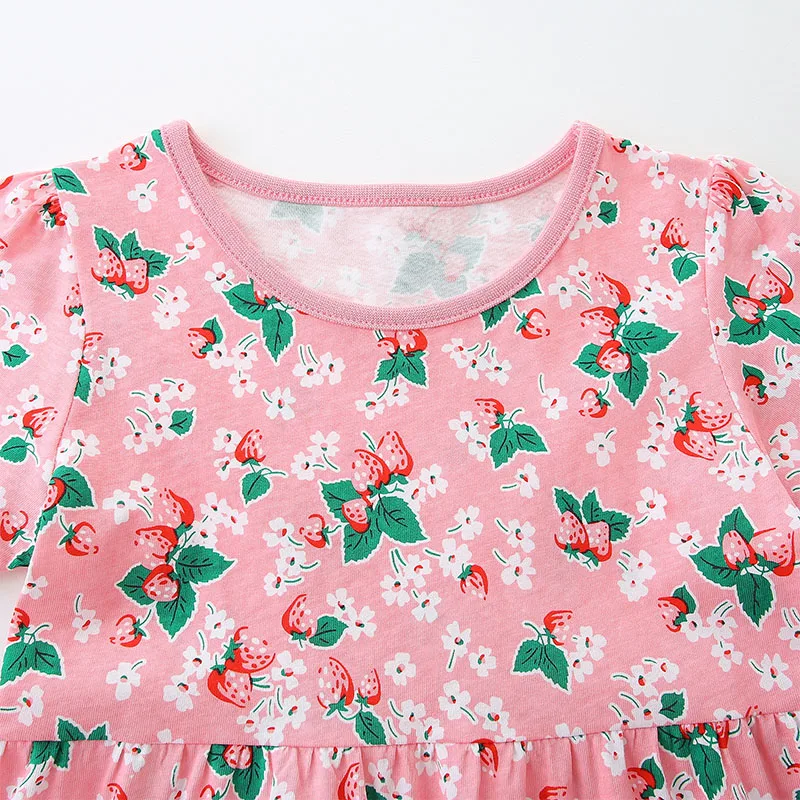 Kids Clothes Baby Girls 2025 Summer New Children's Clothing Toddler Princess Cotton Strawberry Flowers Dress