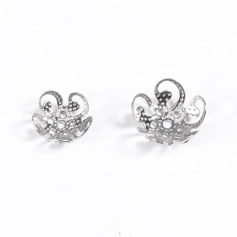 30-100 Teile/los 10 Stile Edelstahl Blatt Blumen Perlen Endkappen für Schmuck Machen Handarbeiten Spacer Bead Caps DIY Zubehör – Detail 14