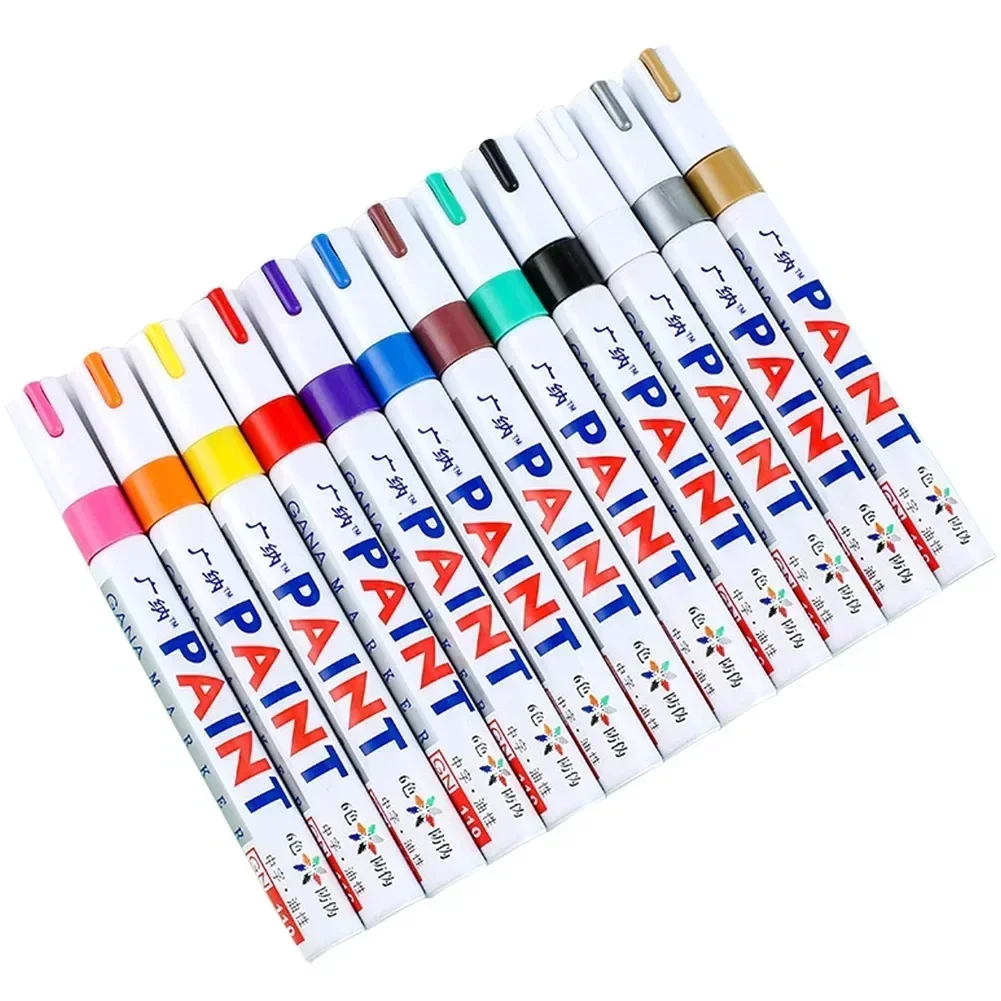 6 Pcs Permanent Paint Marker Waterproof Markers tire tread rubber fabric Paint metal 12 Colors marker pens