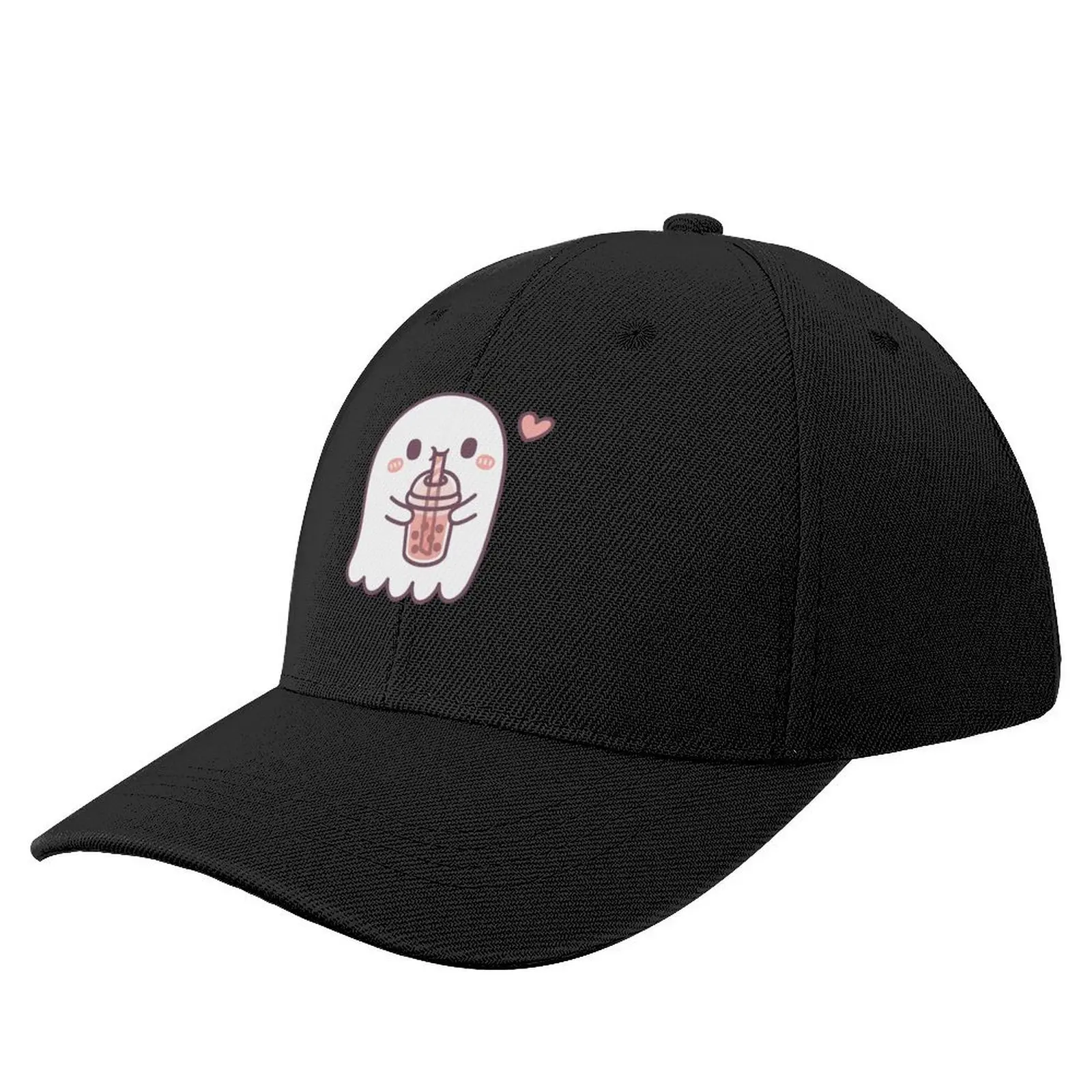 

Cute Ghost Loves Boba Tea Baseball Cap Fluffy Hat Trucker Hat Golf Hat Man Golf Women Men's