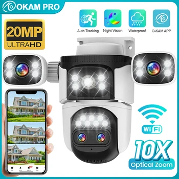 OKAM PRO HD 20MP Four-Lens WiFi IP Camera Outdoor IP66 Waterproof 10X Zoom Camera Color Night Vision Two-Way Intercom PTZ CCTV 1