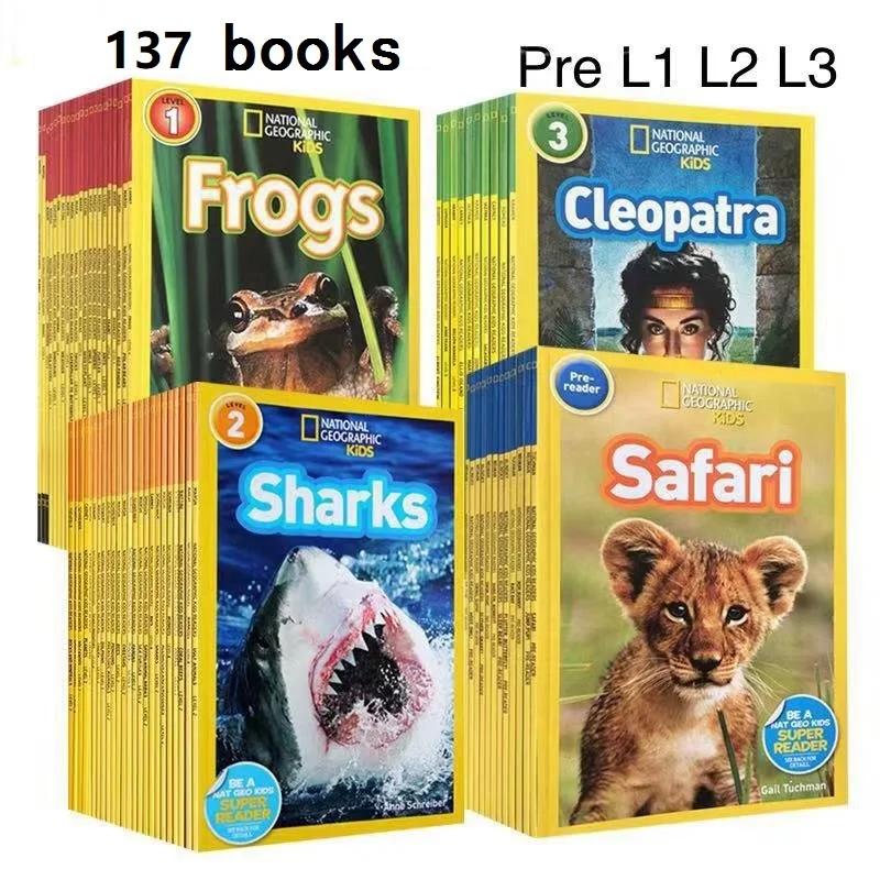 137 Books English Picture Storybook Kids Pre Level 1-3 be a NAT GEO Super  Reader Popular Science Encyclopaedia Libro