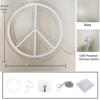 LED Peace Neon Sign Reflects People's Best Wishes Better Together Peace 12 inches USB Powered Peace Symbol Light 2