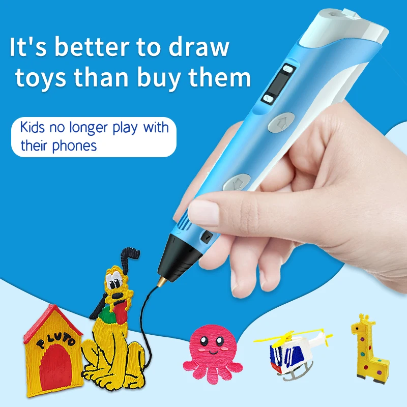 3D Printing Pen DIY Three-dimensional Painting Children Toys Fun 3D Pen With LCD Screen Compatible PLA Filament Birthday Christm 3d printing pen