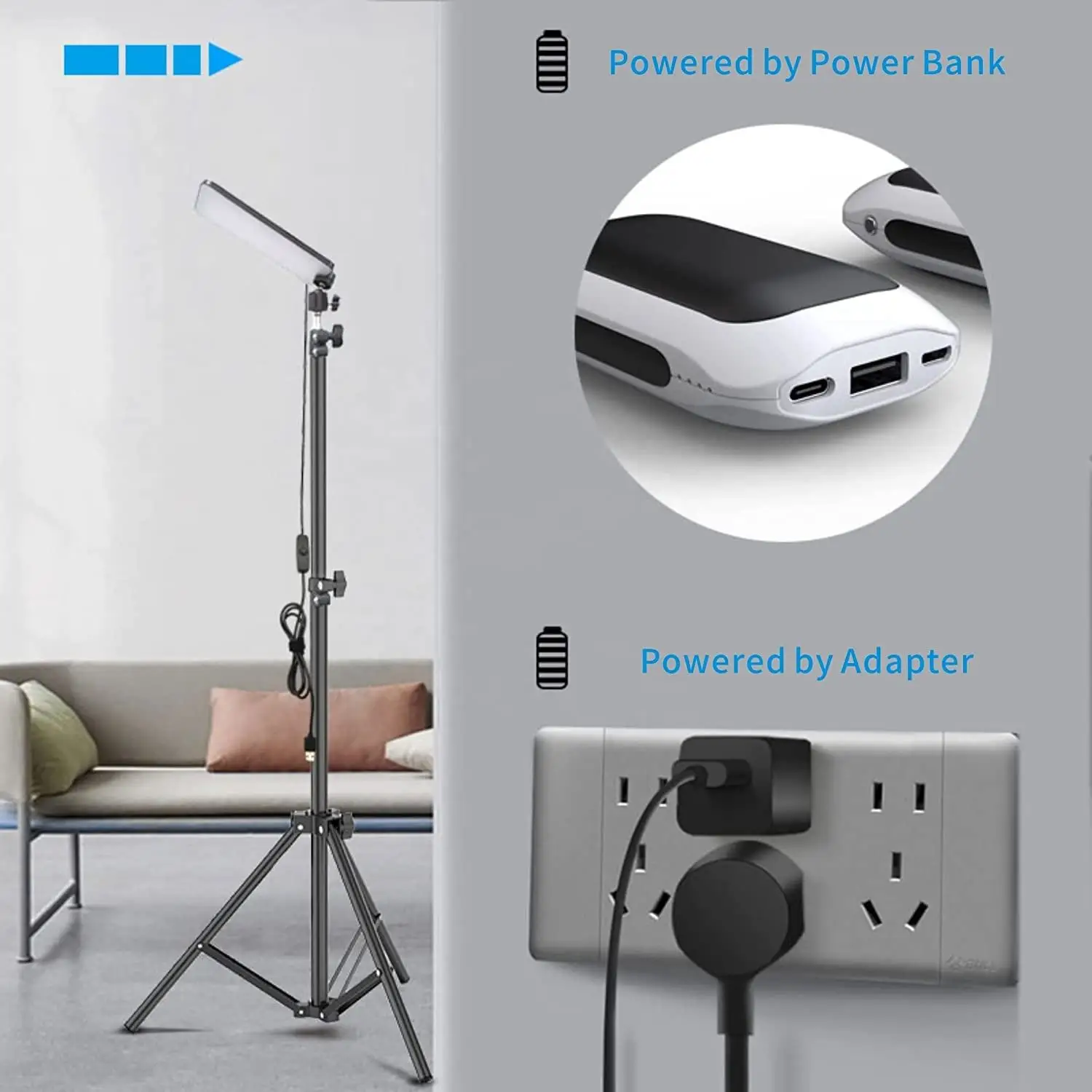 1680 Lumen Portable LED Work Lights with Adjustabl Stand Telescoping Tripod Outdoor Light Powered by USB 5V Camping Lanterns 5