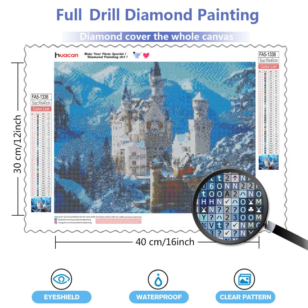 Full Square Diamond Painting Castle 5D Mountain Diamond Embroidery Mosaic Landscape Home Decoration