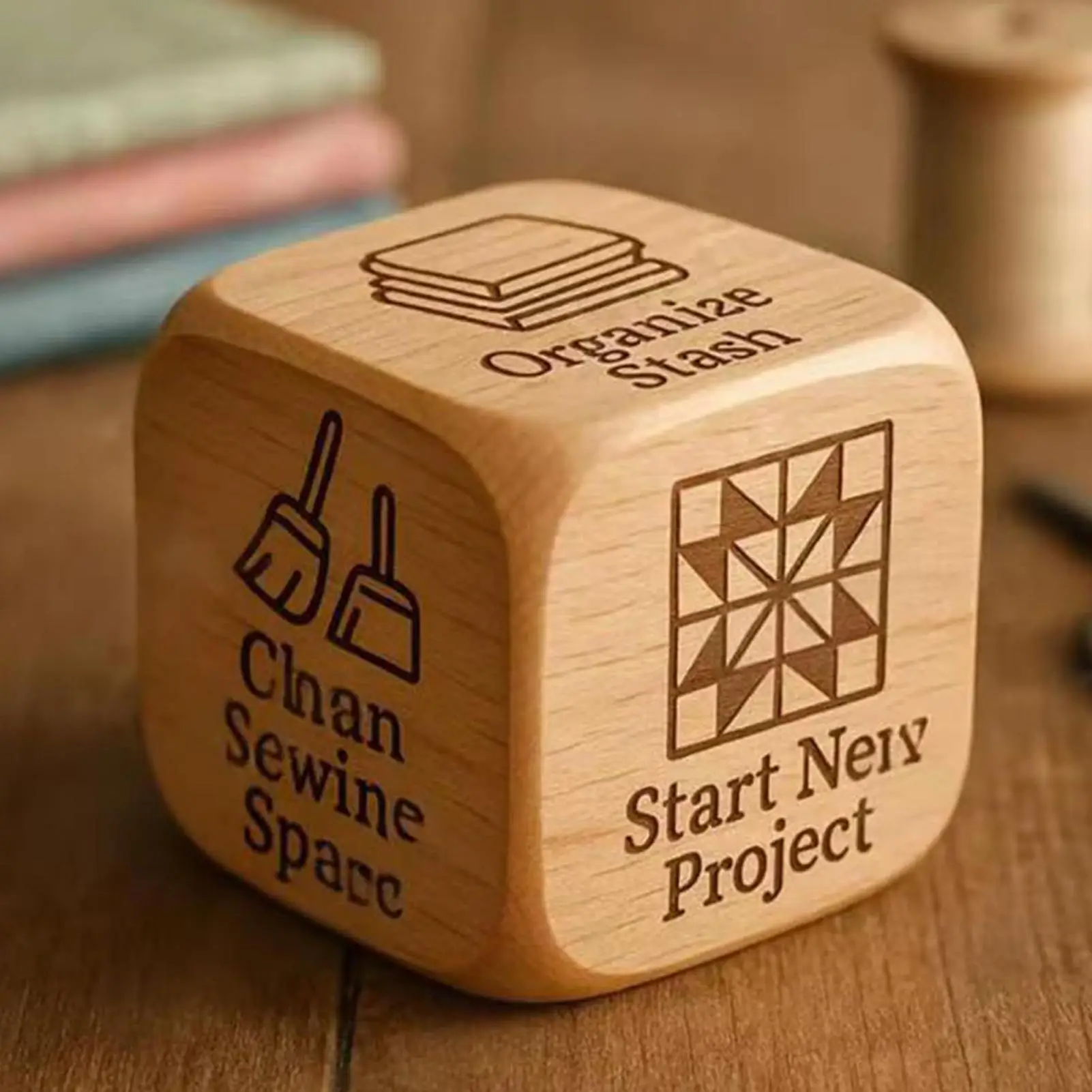 Quilting Decision Dice 6-sided Wooden Quilting Task Dice Stocking Stuffers Fun Sewing Option Game For Designers Mothers Quilters