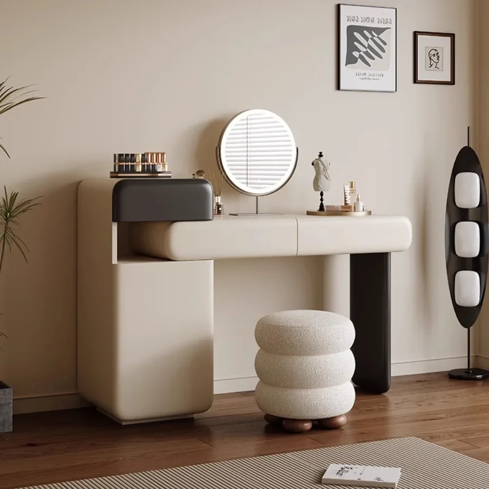Coiffeuse de chambre moderne avec tiroirs, miroir nordique de luxe, noir et blanc, décoration de meubles de maison
