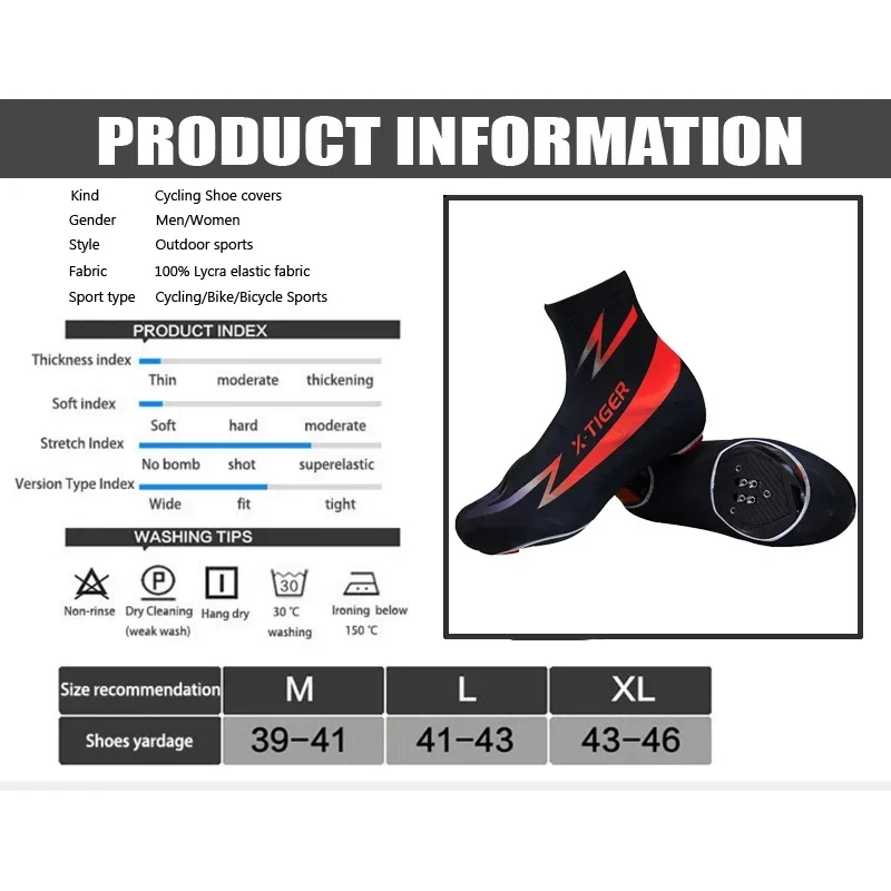 X-Tiger XM-DPXT-013 Couvre-chaussures de vélo VTT Course sur route Séchage rapide Léger - Image 2