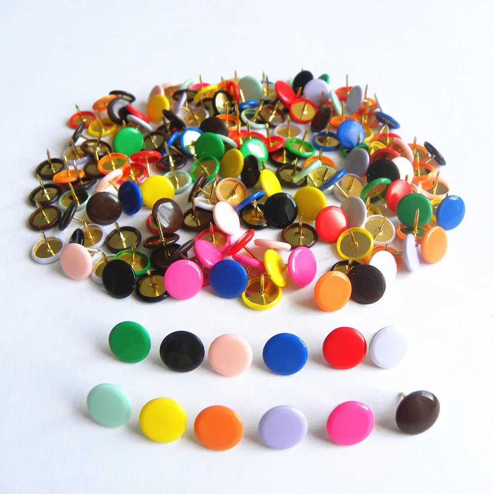 300pcs 다채로운 푸시 핀 플라스틱 플랫 드로잉 압정 장식 사무용품 게시판 코르크보드용