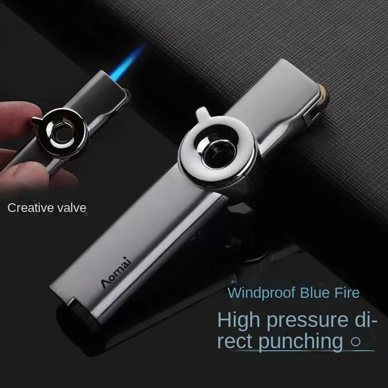 Новинка Aomai портативная ветрозащитная турбо-фонарь металлическая струйная синяя Бутановая газовая зажигалка 1300 ℃ Зажигалка для сигарет гаджеты для курения