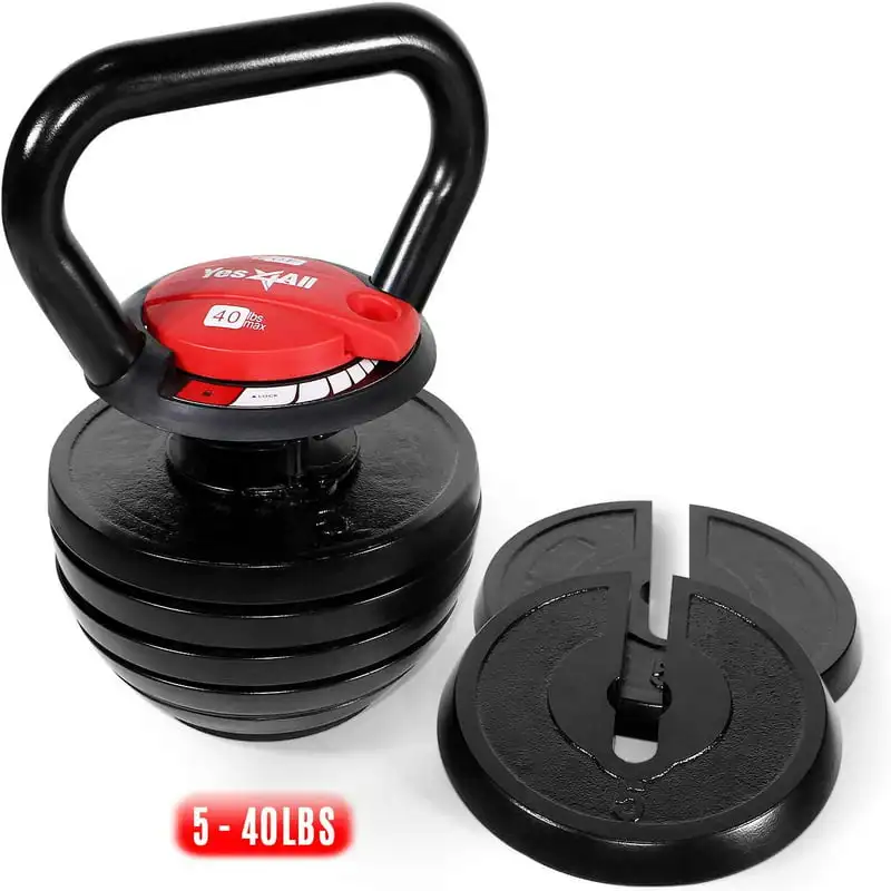 

10-40lb Adjustable Kettlebell Weights, Red Color