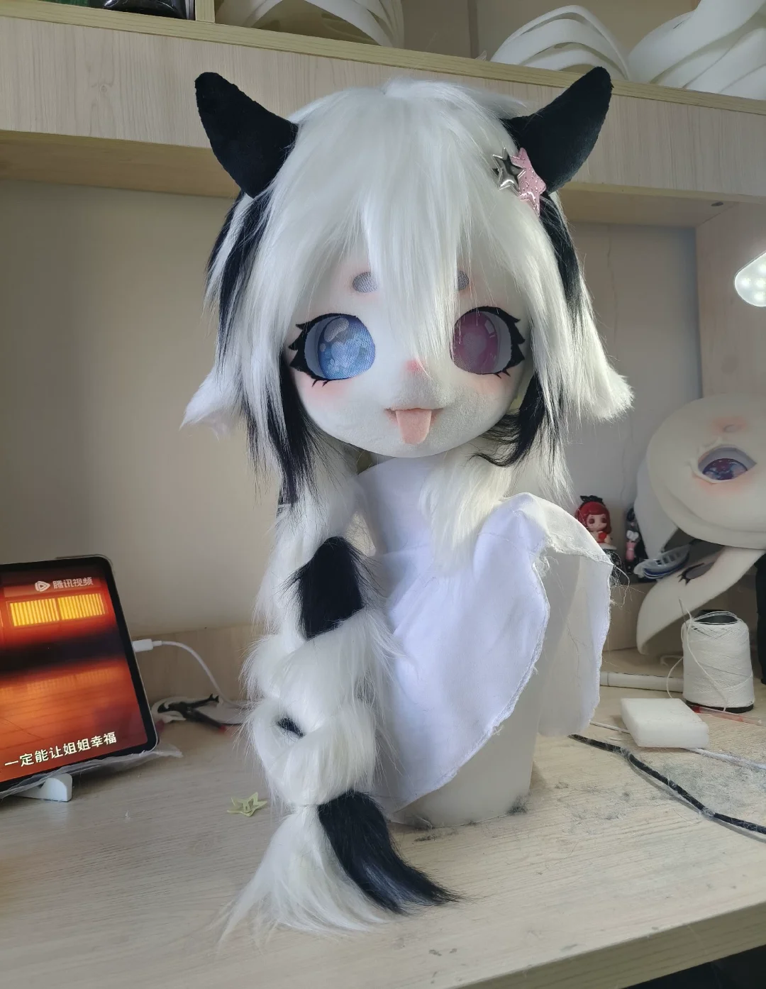 

Fursuit Customized Kigurumi Headsets Furry Cute Devil Doll Cat costumes Animal Heads Wearable Headsets Animal Costume Cosplay