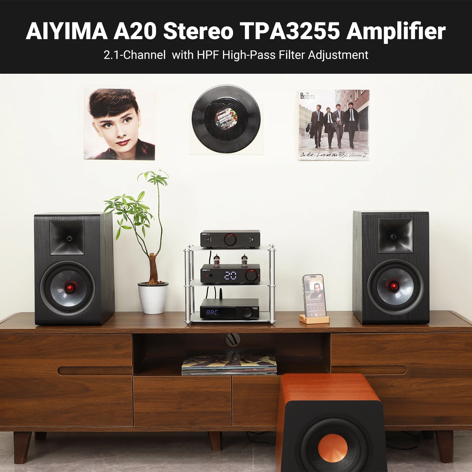 AIYIMA A20 PFFB パワーアンプ TPA3255 HiFi 300W×2 ステレオパワー