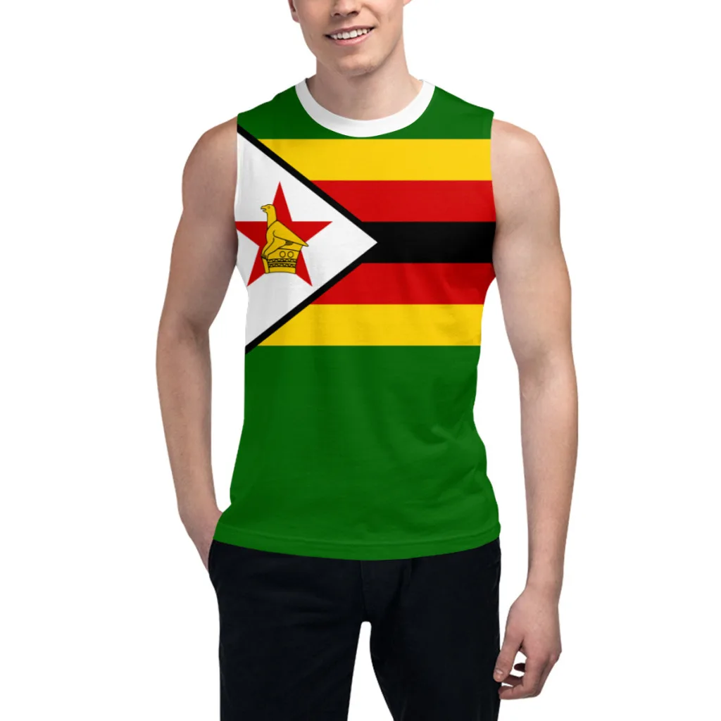 

Sleeveless T-shirt Zimbabwe Flag 3D Men's Boys Tshirt Gyms Tank Tops Fitness Joggers Basketball Training Vest