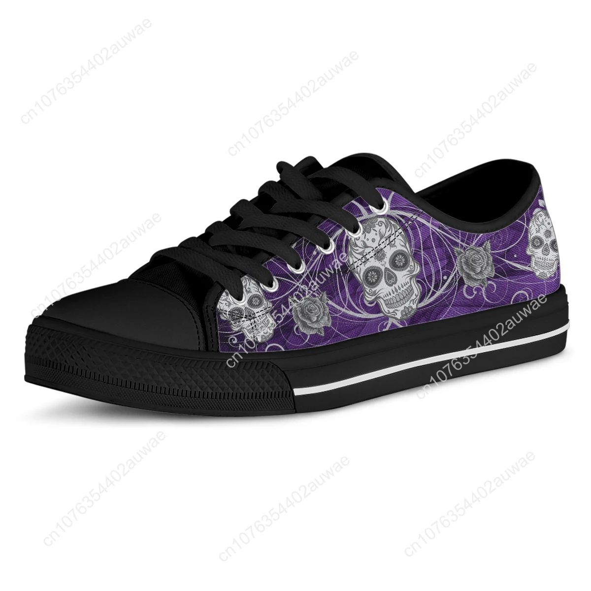 Rose Sugar Skull New Sneaker Woman's Autumn Lace-up Black Shoe Soft Sole Canvas Shoes Breathable Student Casual Shoe Female